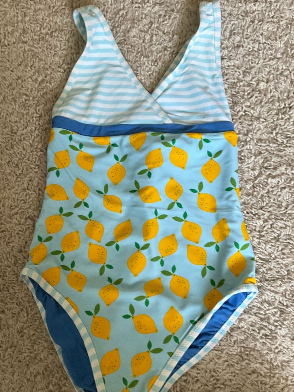 Hanna Andersson Swimsuit for girls in lemons print. Size: 160 (US 14).